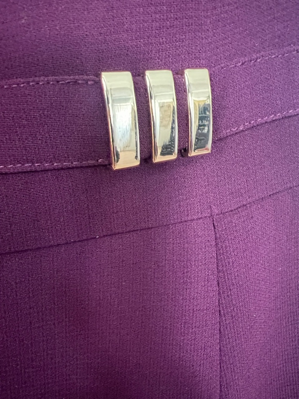 NWT- Tahari Midi Dress in Deep Plum with Gold Waist Accents - Picture 4 of 5